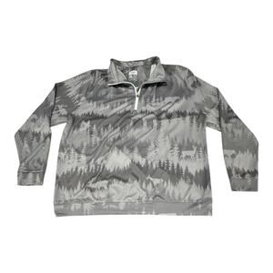 Waggle Men's 2XL Gray Northwoods Forest Quarter Zip Pullover Sweatshirt Active